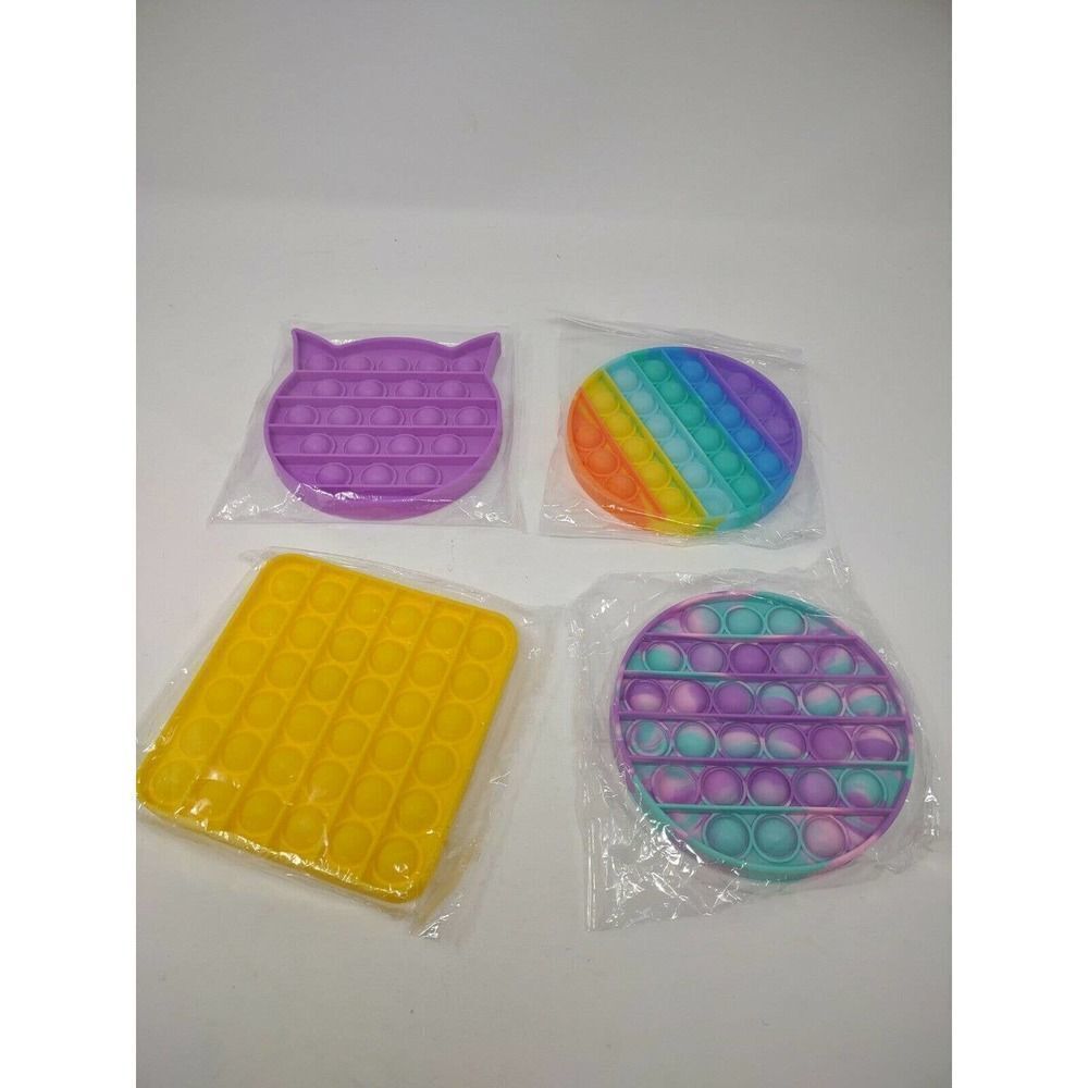 Push Pop Pop Bubble Sensory Fidget Toy Pack of 4 Multicolors Yellow Purple Fun